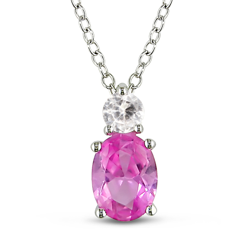 2 1/3 CT TGW Synthetic Pink Sapphire Synthetic White Sapphire Fashion Pendant wi