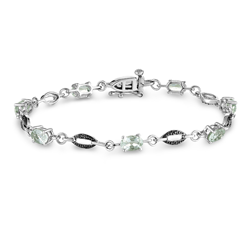 Sterling Silver 2 7/8 CT TGW Green Amethyst Bracelet