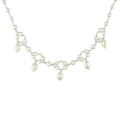18in White Freshwater Potato  Rice Pearl Necklace