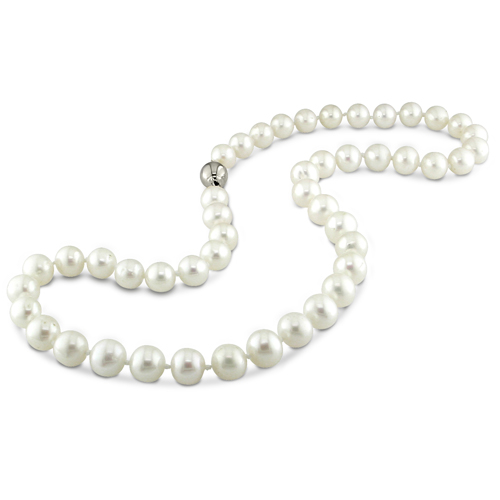 18in 6.5-7mm Freshwater White Pearl Necklace w/ Silver Ball Clasp
