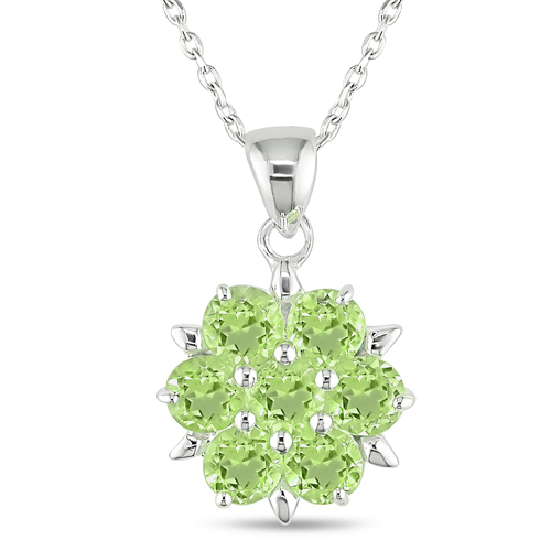 Sterling Silver 3.50 CT TGW Peridot Fashion Pendant with Chain