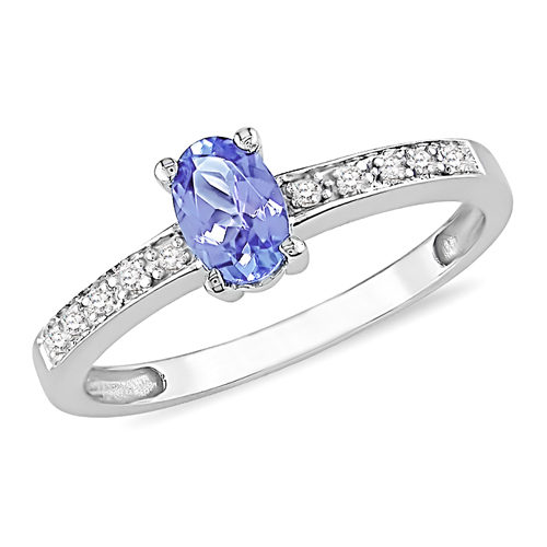 10K White Gold 0.05 CTW Diamond 3/8 CT TGW Tanzanite Fashion Ring