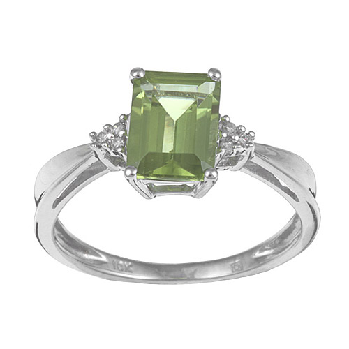 10K White Gold 0.03 CTW Diamond 1 5/8 CT TGW Peridot Fashion Ring