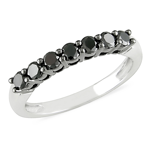 0.50 CTW 10K White Gold Black Diamond Anniversary Ring