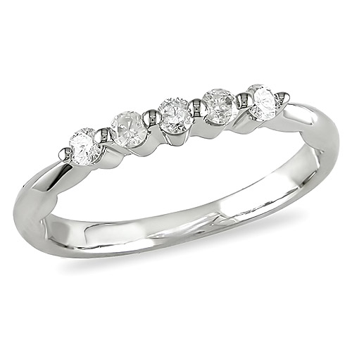 10K White Gold 0.20 CTW Diamond 5 Stone Anniversary Ring