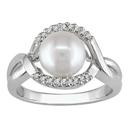 Sterling Silver 0.06 CTW 8mm Freshwater Pearl Fashion Ring