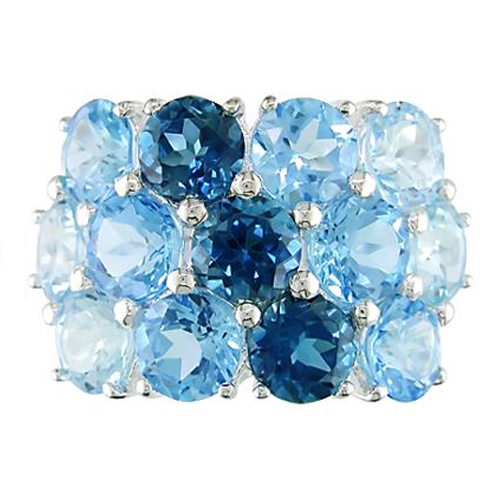 Sterling Silver 13.24 CT TGW London Sky Swiss Blue Topaz Ring