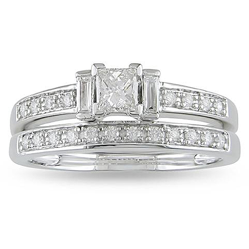 14K White Gold 0.50 CTW Diamond Bridal Set Ring