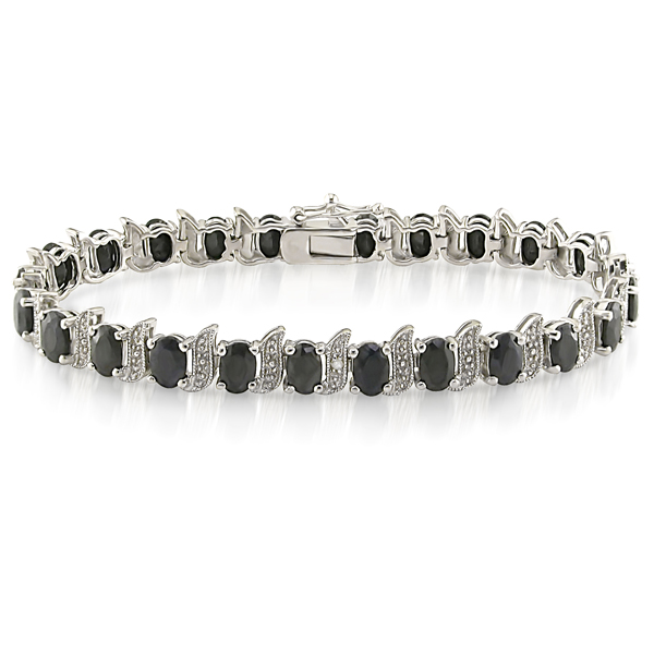 Sterling Silver .03 ctw 14.8 CT TGW Black Sapphire Bracelet