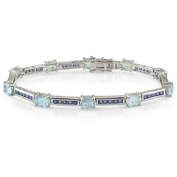 Sterling Silver 12.3 CT TGW Blue Topaz Sapphire Bracelet