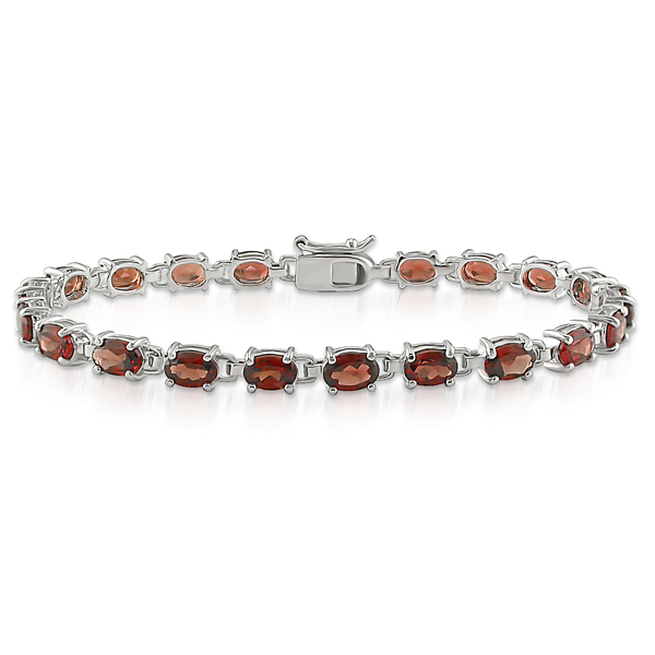Sterling Silver 9.75 CT TGW Garnet Bracelet