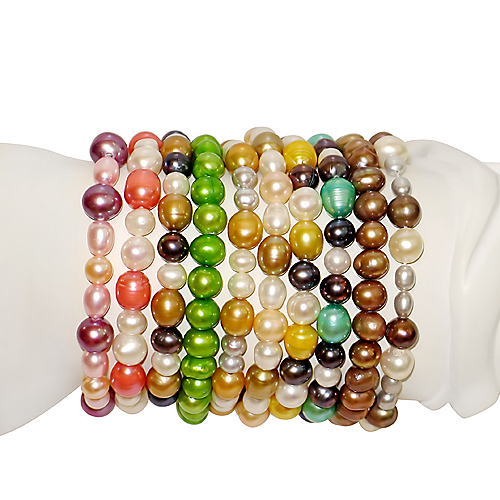 7 FW Pearl Elastic Bracelet in Assorted Colors  Shapes one of the Set of 10