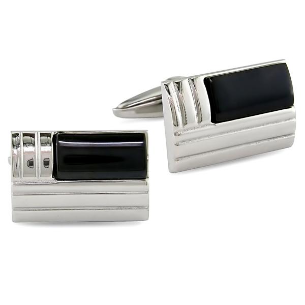 Black Stone Stainless Steel Cufflinks