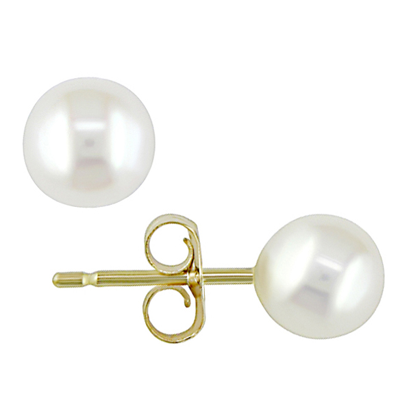 14KY 4-4.5mm Round Cultured Pearl Earrings butterfly backs