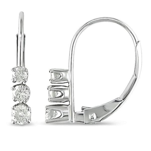 14k White Gold LeverBack Earrings I3 GHI Round Diamond 1/4ct TDW