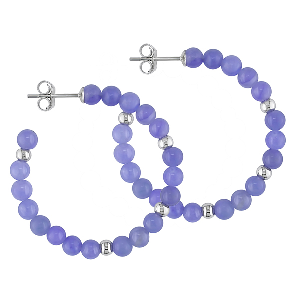 4mm Lavender Synthetic Dyed Jade Earring with Silver Findings