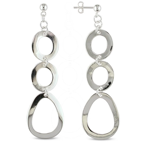 Silver Oval Links Dangling Earrings