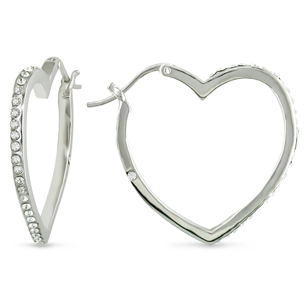 Silver RD 1.5mm CZ Heart Earrings