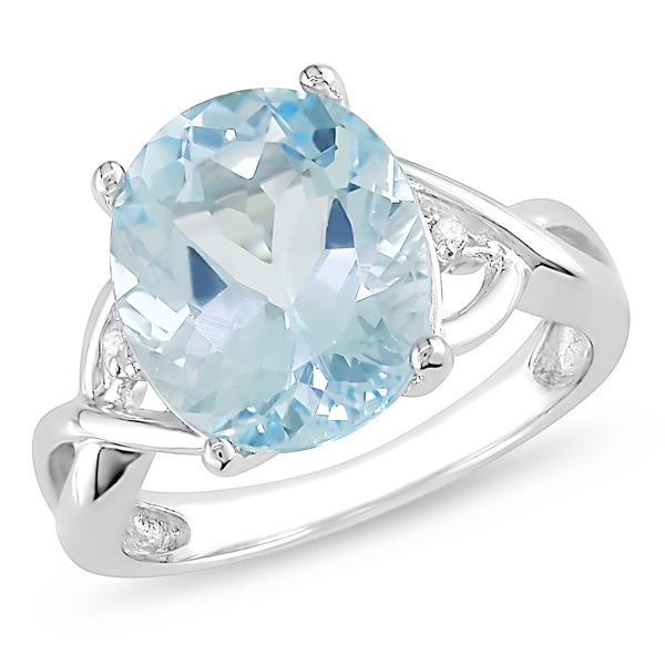 Sterling Silver 5.50 CT TGW Blue Topaz Diamond Fashion Ring