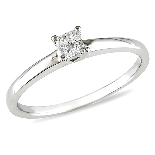 1/10 CT Diamond TW Engagement Ring 10k White Gold GHI I2;I3