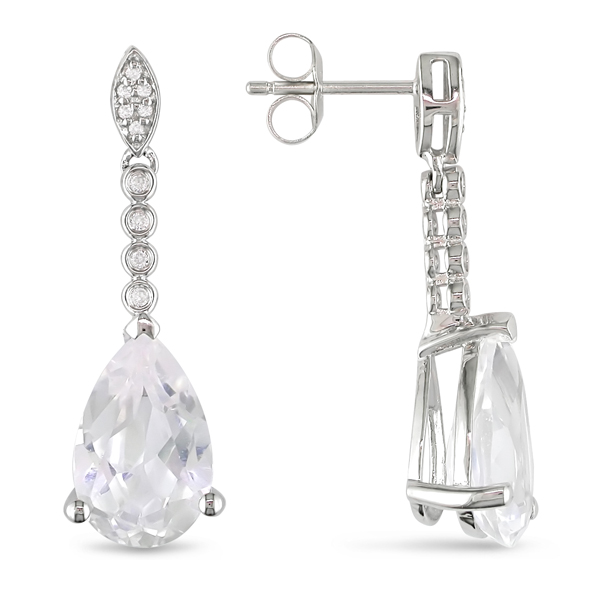 17 1/5 CT TGW Created White Sapphire Fashion Earrings Silver