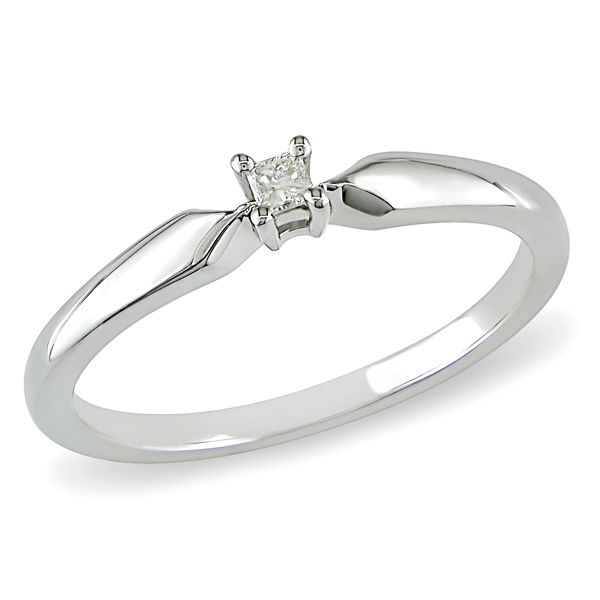 Sterling Silver 0.05 ct Princess Diamond Solitaire Ring