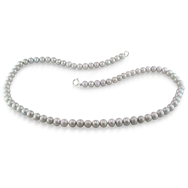 16-1/2 Single-row 5-6mm FW Grey Potato w/brass Spring Ring Clasp