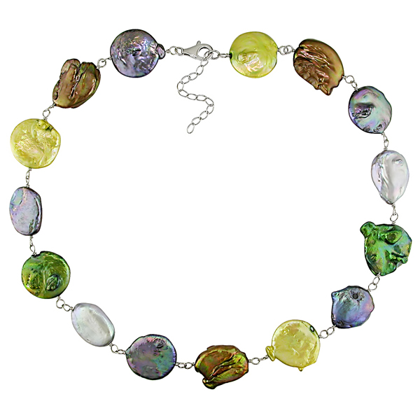 Coin Dyed Multi-Colored FW Pearl Necklace
