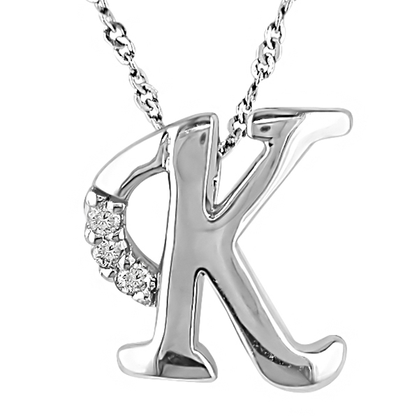 0.03 CT Diamond TW Initials Pendant With Chain 10k White Gold GHI I2;I3