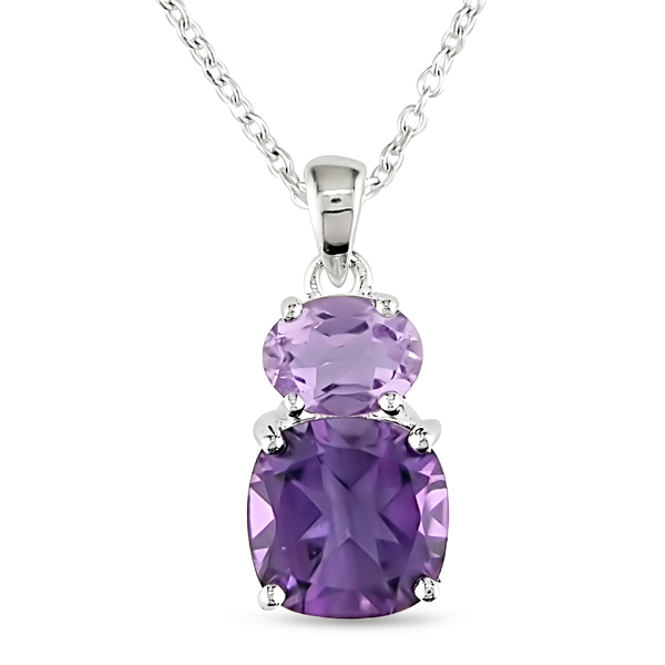 Sterling Silver 4.5 CT TGW Pink Amethyst  Amethyst Fashion Pendant