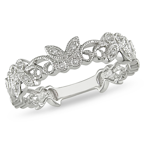 10K White Gold 0.04 ctw Diamond Butterfly Fashion Ring