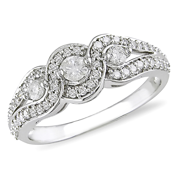 1/2 CT Diamond TW Engagement Ring 14k White Gold GHI I2;I3