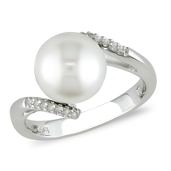 Sterling Silver 0.06 CTW 9.5mm Freshwater Pearl Fashion Ring
