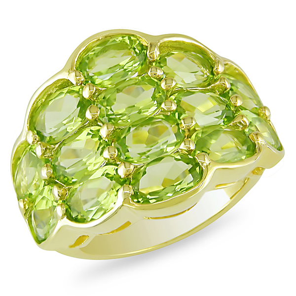 14K Sterling Silver 6.80 CT TGW Peridot Semi-Bezel Set Ring
