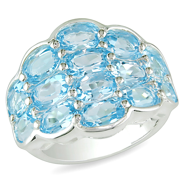 Sterling Silver 7.50 CT TGW Sky Blue Topaz Semi Bezel Set Ring