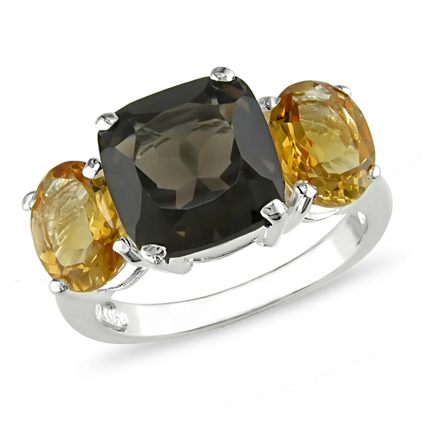 Sterling Silver 5.50 CT TGW Smokey Quartz Citrine Fashion Ring