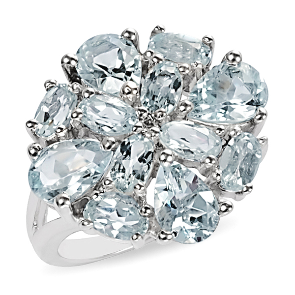 Sterling Silver 6 CT TGW Blue Topaz White Topaz Fashion Ring