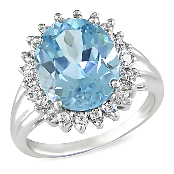 Sterling Silver 5.88 CT TGW Blue  White Topaz Fashion Ring