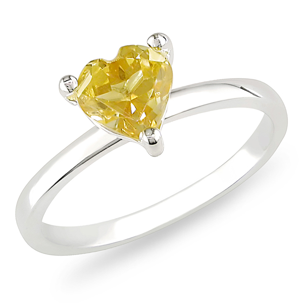 Sterling Silver 0.63 CT TGW Heart Cut Solitaire Citrine Ring