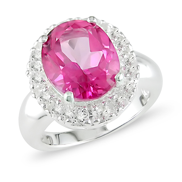 Sterling Silver 6.20 CT TGW Pink White Topaz Fashion Ring