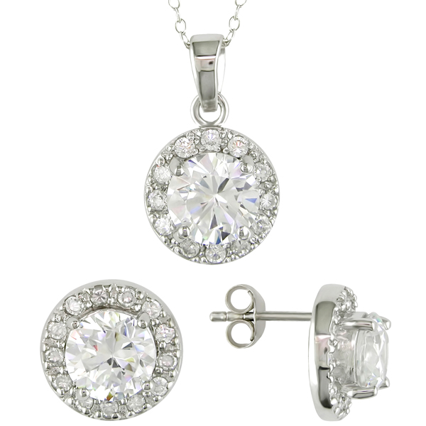 Sterling Silver Set Of Earrings Pendant