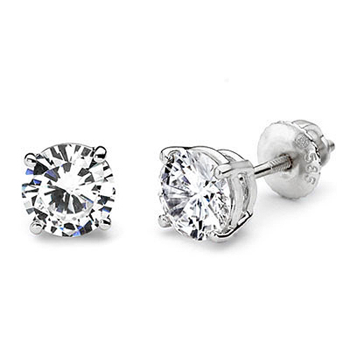 14K 4 Prong Round Solitaire Diamond Stud Earrings 2.50ctw diamond stud earrings