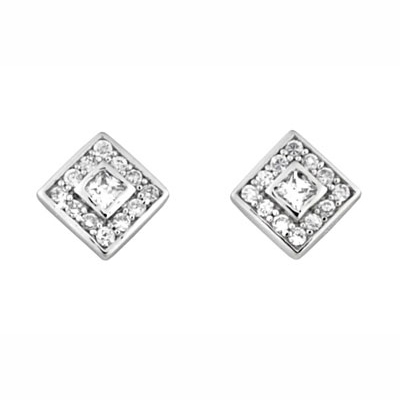 Square CZ Stud in Sterling Silver