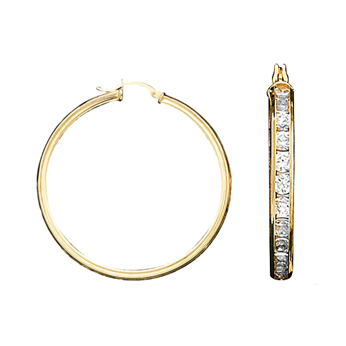 White CZ Hoop Earrings