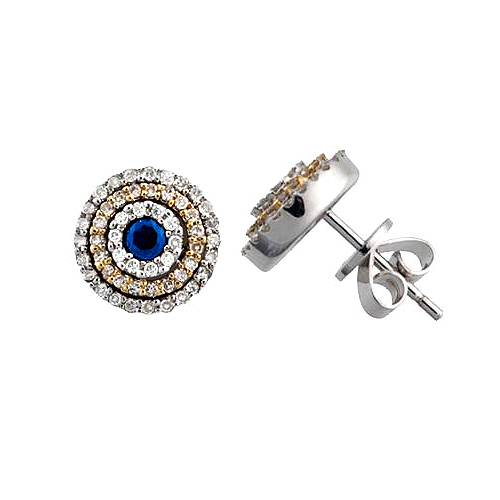 Diamond  Sapphire Earrings .75ct