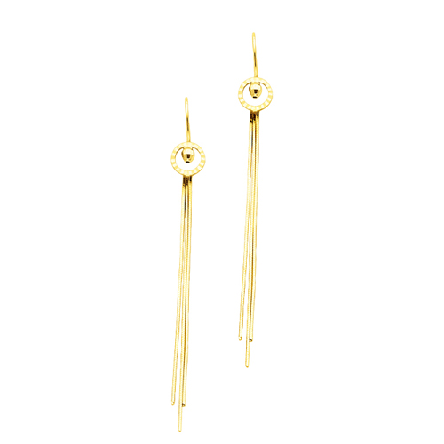 14K Yellow Gold Fancy Dangle Hanging Earrings with Fishhook