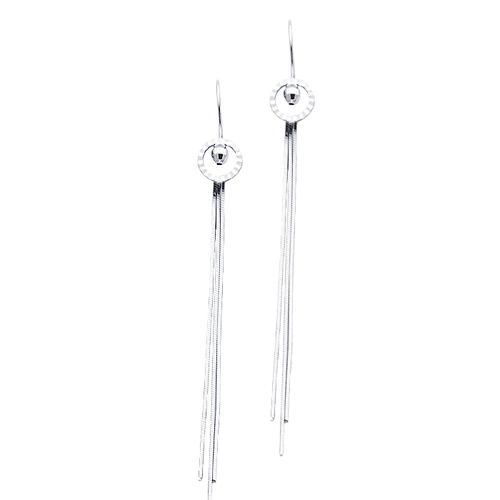 14K White Gold Fancy Dangle Hanging Earrings with Fishhook