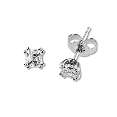 14K 0.50ct Asscher Cut Diamond Stud Earrings