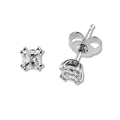 14K 0.65ct Asscher Cut Diamond Stud Earrings