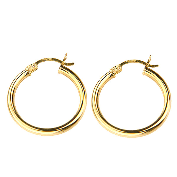 14k Yellow Gold 2.5mm Hoops Earrings 25mm jewelry